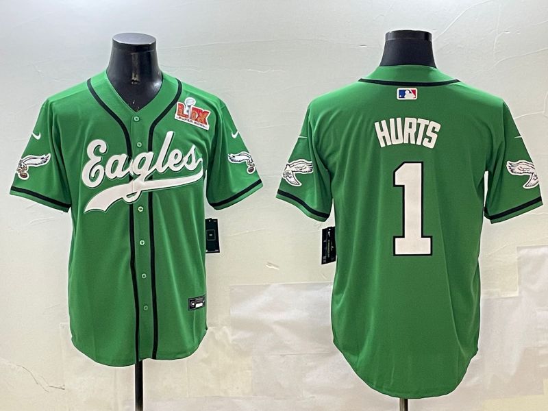 Men Philadelphia Eagles #1 Hurts Green three generations Jointly Name 2025 Nike Limited NFL Jersey style 7->philadelphia eagles->NFL Jersey